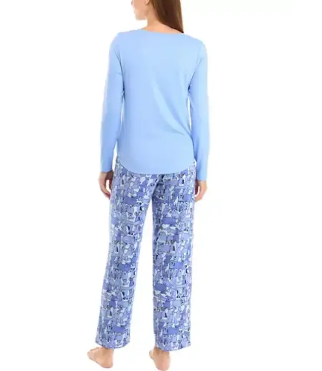 Hue Jersey Pajama Set - Dogs - Hydrangea