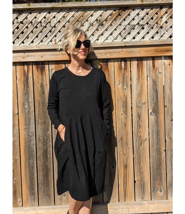 Orientique Panel Bubble Dress - Black