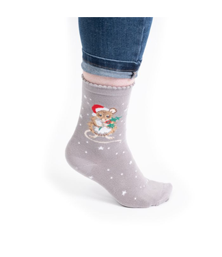 Wrendale Designs Animal Crew Socks - Christmas Mouse