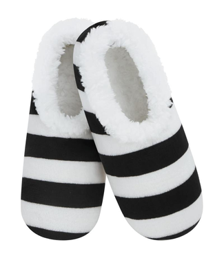 Snoozies Slippers - Positive Negative - Black Stripes