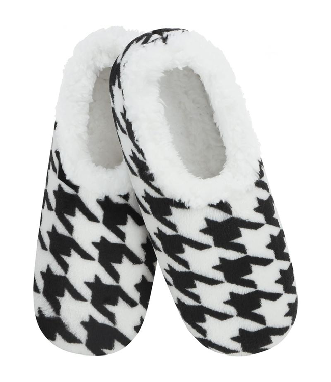 Snoozies Snoozie Slippers - Positive Negative - Black Houndstooth