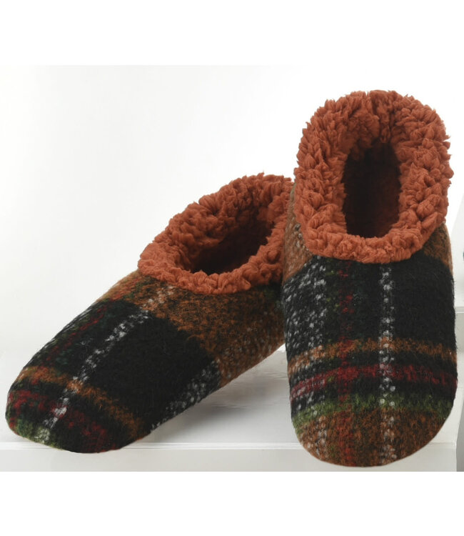 Snoozies Men's Slippers - Plaid - Rust