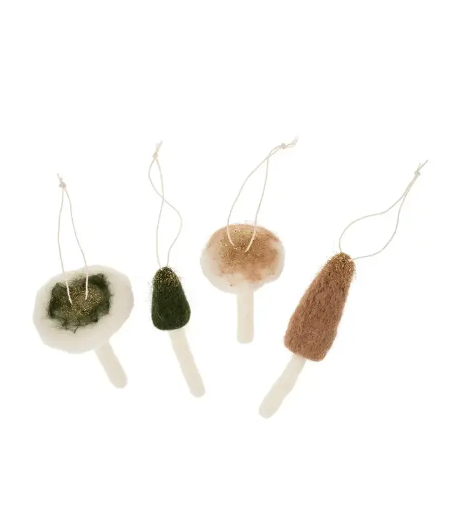 Set of 4 Mushroom Ornament - Large