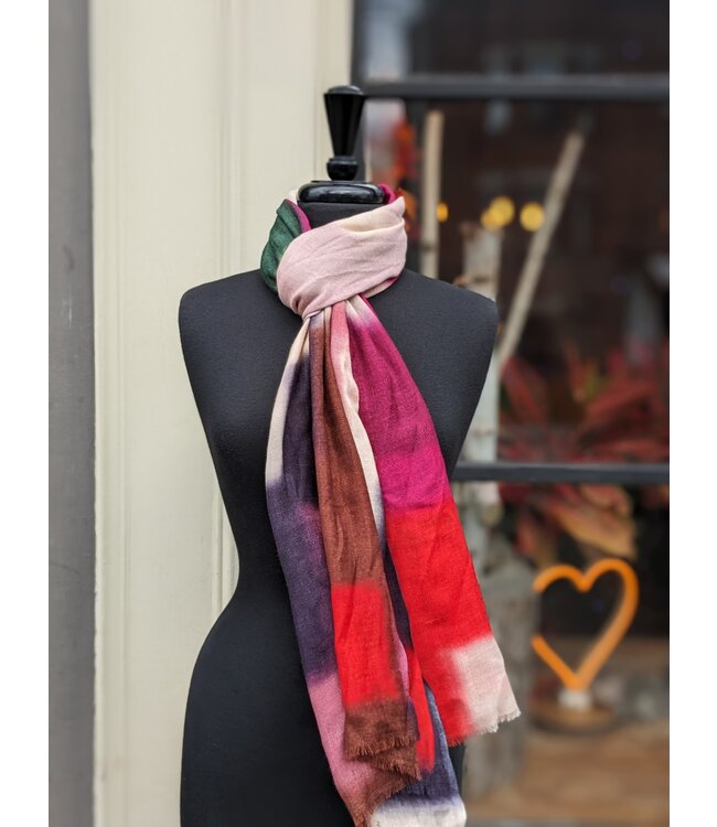 Wool / Silk  Blend Scarf - Rangoli Pink