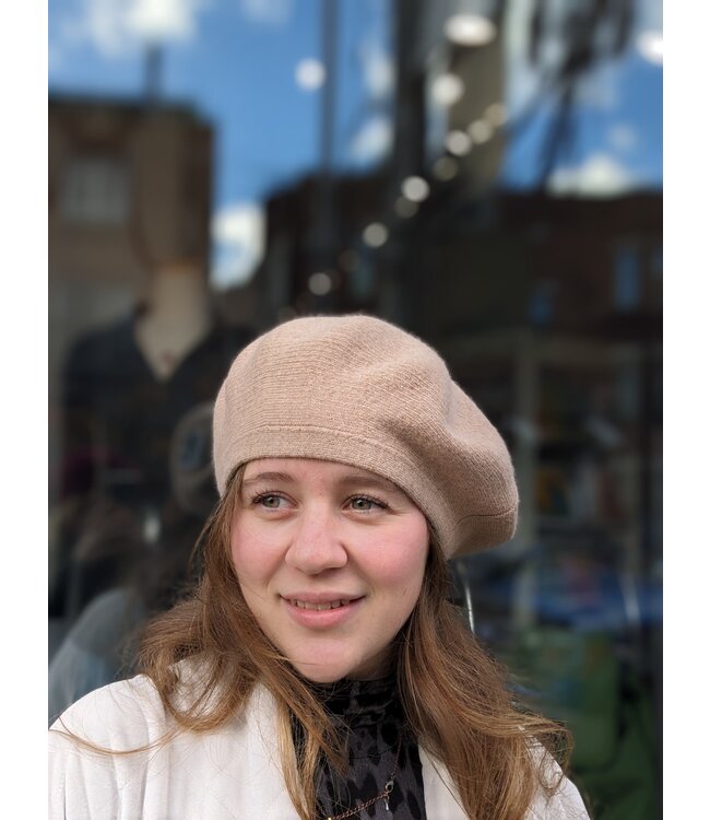 Angora Knit Beret - Sand
