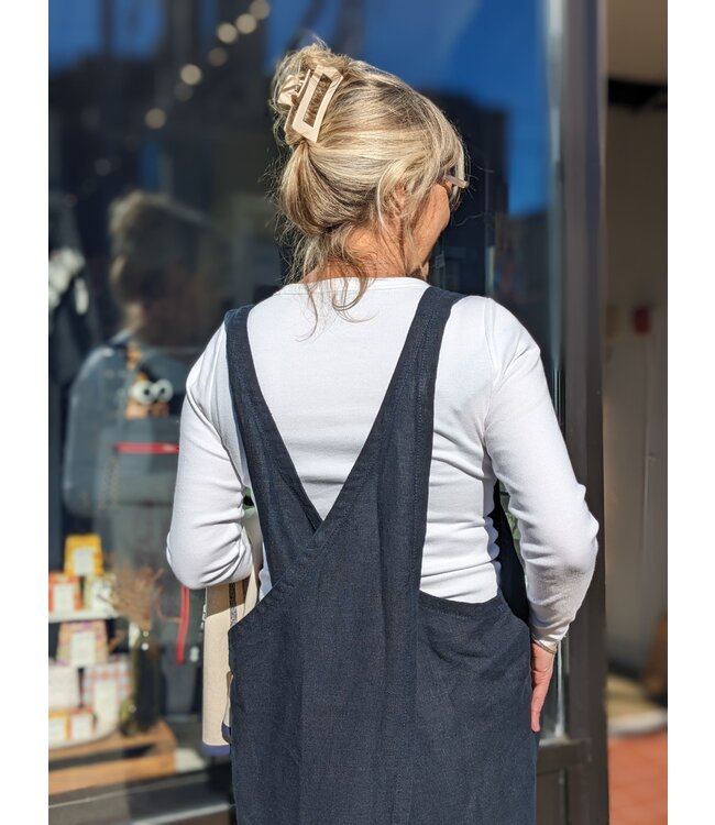 Linen Way Inc. Stonewashed Linen Apron - Navy