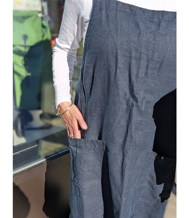 Linen Way Inc. Stonewashed Linen Apron - Navy