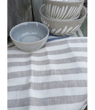 Linen Way Inc. Linen Tea Towel - Parallel - Off White w/Taupe Stripes
