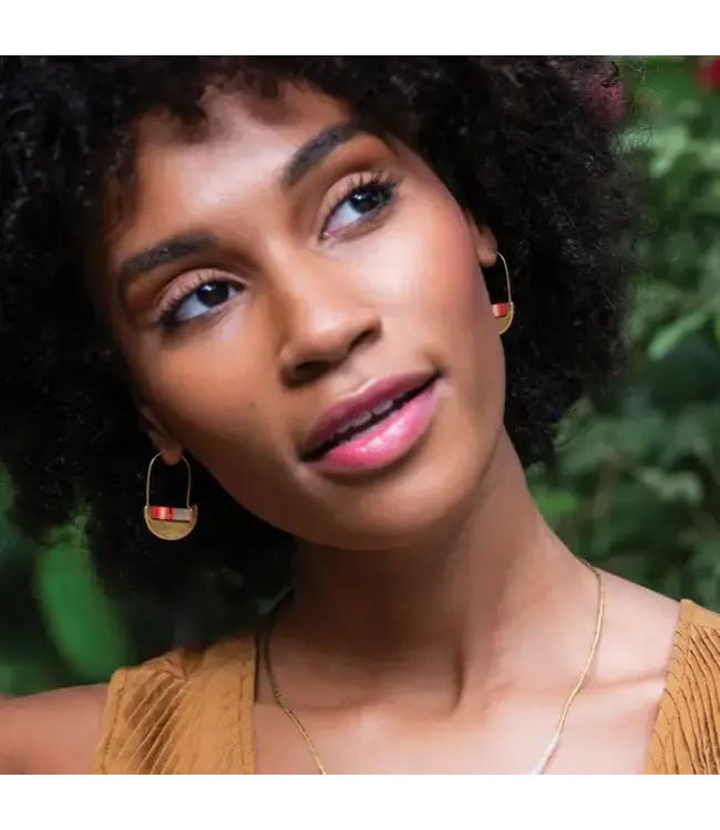 Scout Good Karma Crescent Hoop Earrings - Mist / Salmon / Silver