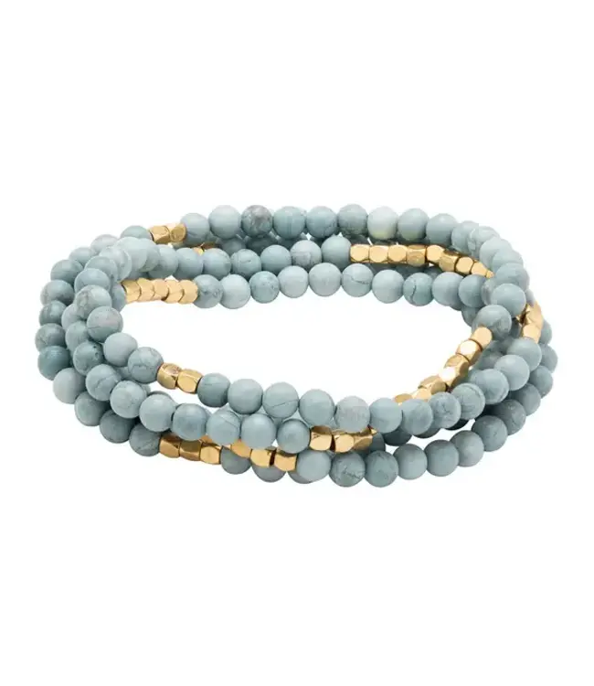 Scout Duo Wrap Bracelet and Necklace - Blue Howlite / Gold