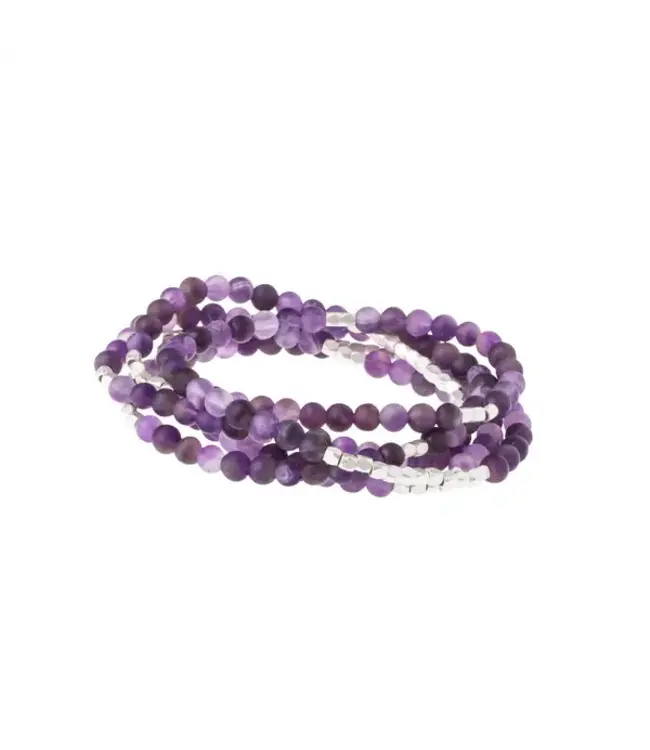 Scout Duo Wrap Bracelet and Necklace - Amethyst / Silver