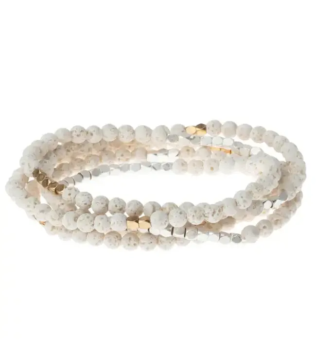 Scout Duo Wrap Bracelet and Necklace - White Lava / Gold & Silver