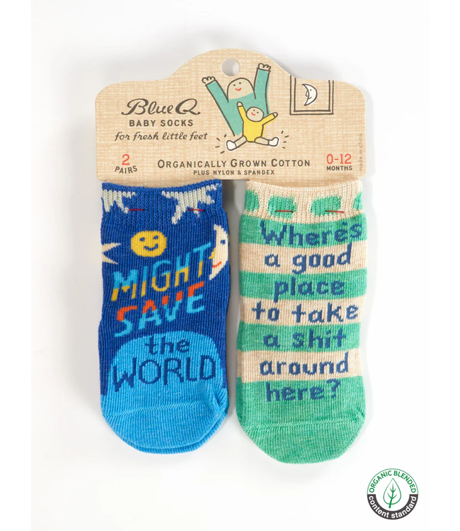 Blue Q Baby Socks - Might Save the World