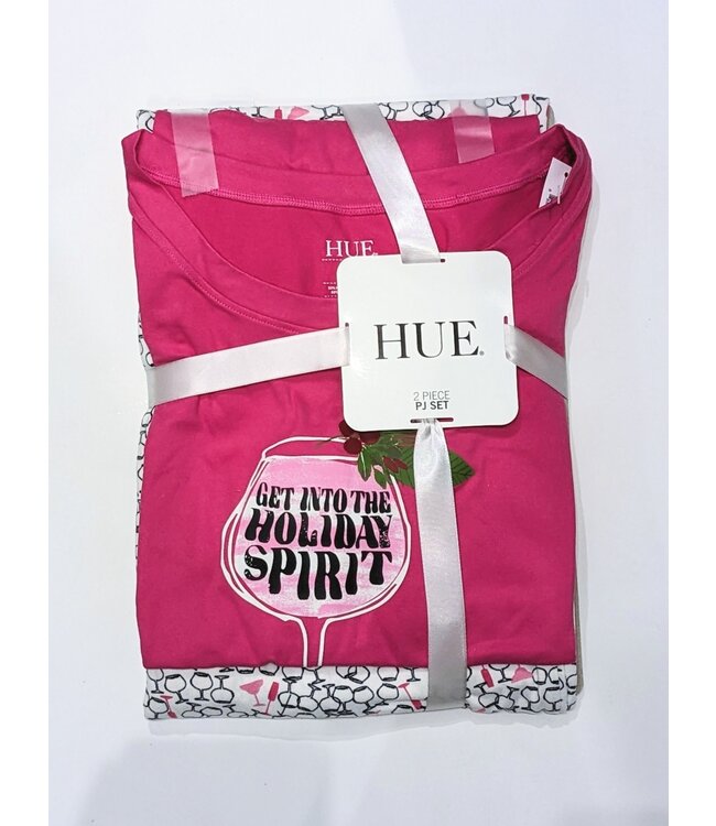 Hue Jersey Pajama Set - Get Into The Holiday Spirit - Raspberry Sorbet