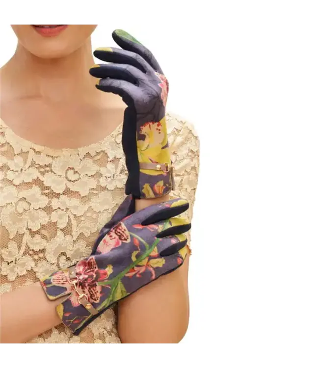 Powder Kylie Faux Suede Gloves - Evening Ink