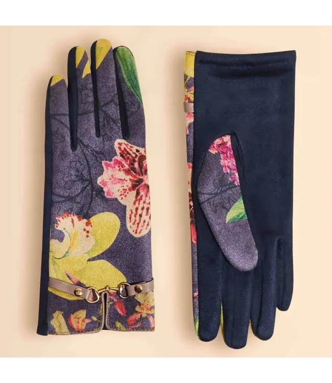 Powder Kylie Faux Suede Gloves - Evening Ink