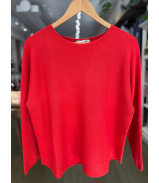 Made in Italy Boat Neck Sweater - Arancio/red O/S