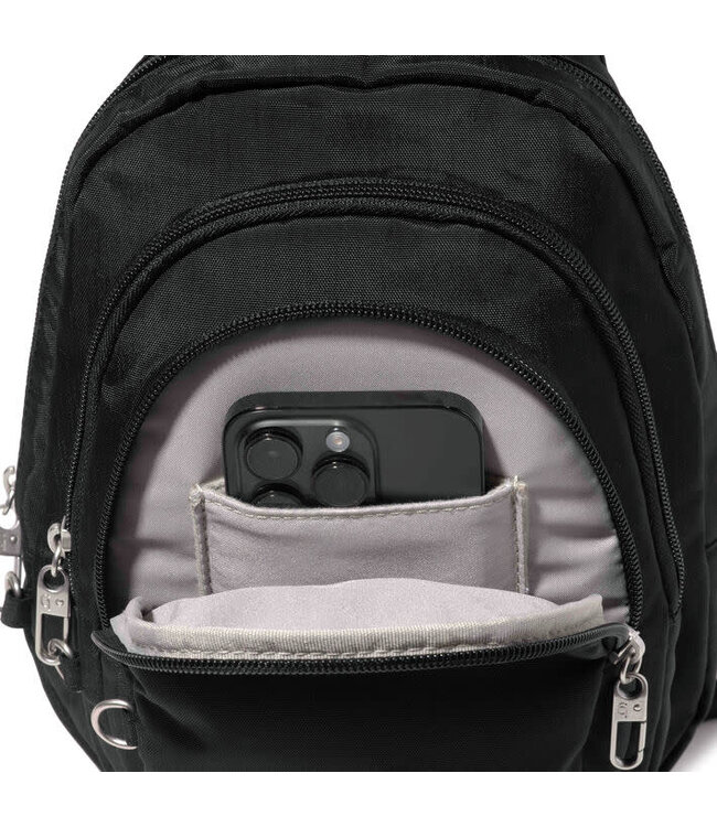 Baggallini Securtex Anti-Theft Multi Zip Sling - Black