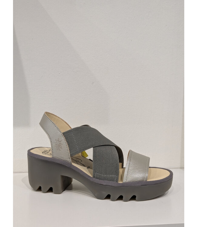 Fly London Taji Heeled Stretch Sandals - Silver
