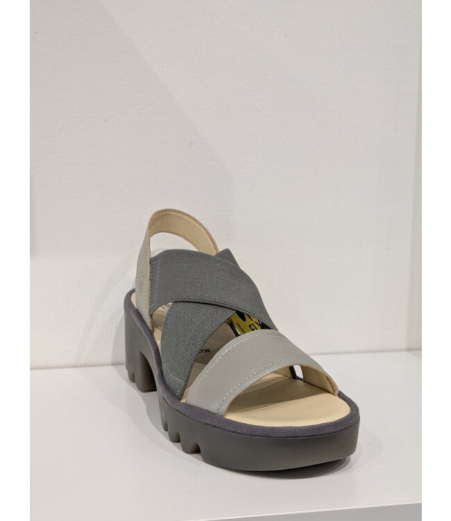 Fly London Taji Heeled Stretch Sandals - Silver