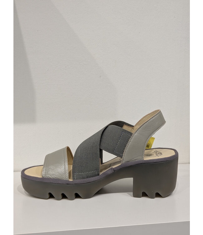 Fly London Taji Heeled Stretch Sandals - Silver