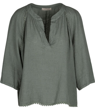 Astrid 3/4 Sleeve Linen Blouse - Army