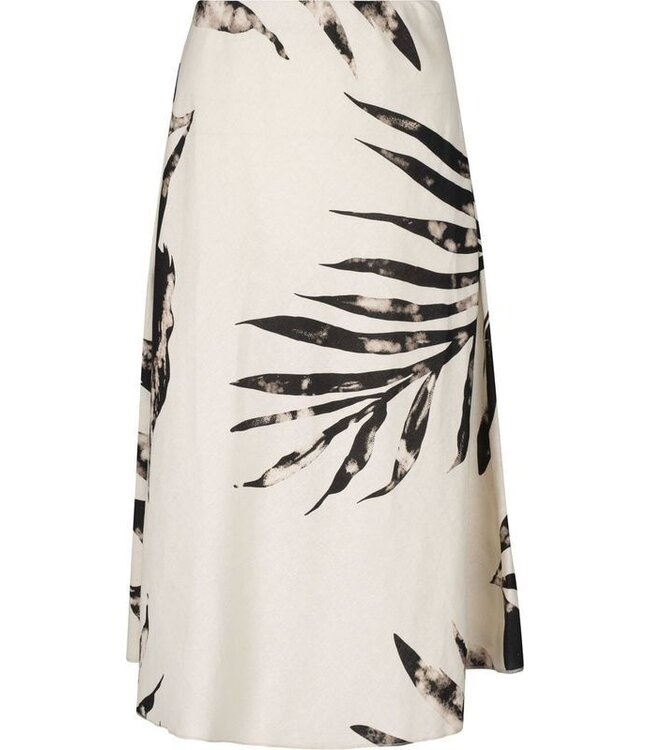 Astrid Palm Print Midi Skirt - Cream/Black