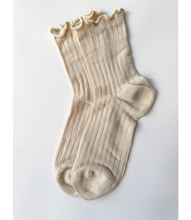 Hue Rib Socks w/ Ruffle - Sand