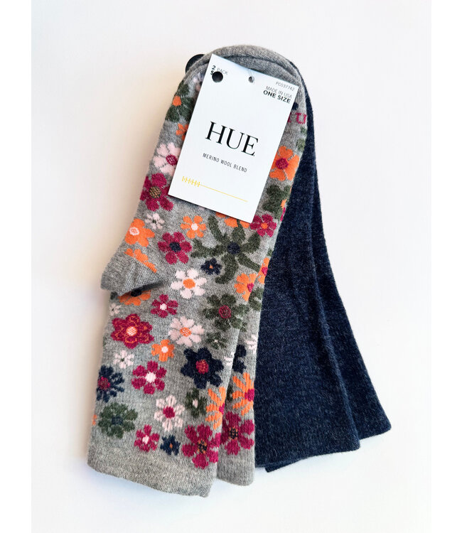 Hue Merino Wool Blend Crew Sock 2pk - Floral
