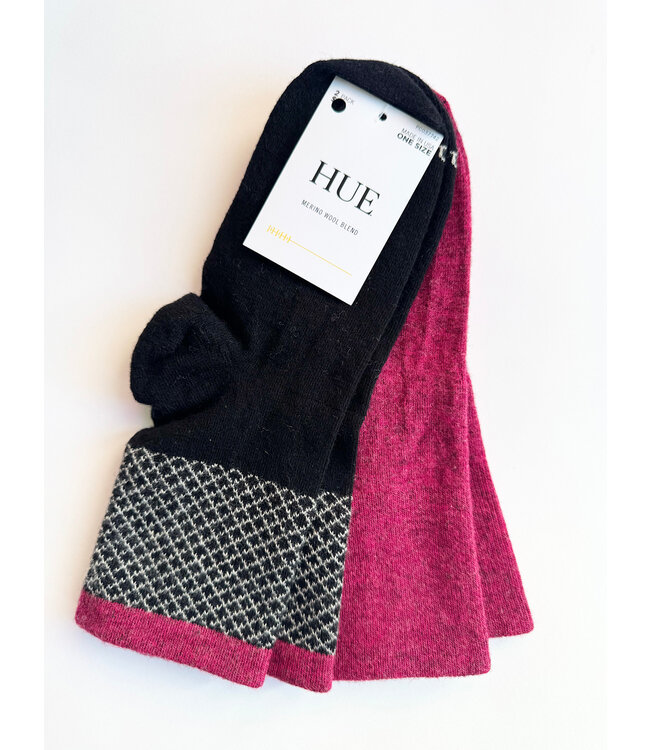 Hue Merino Wool Blend Crew Sock 2pk - Diamond