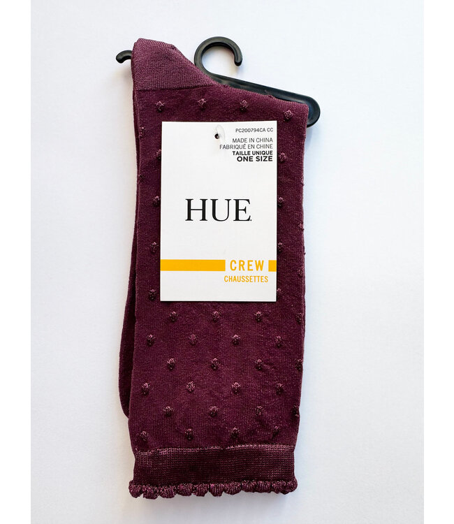 Hue Textured Dot Socks - Burgundy