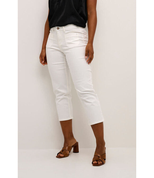Cream CRAnna Twill 3/4 Pants - White