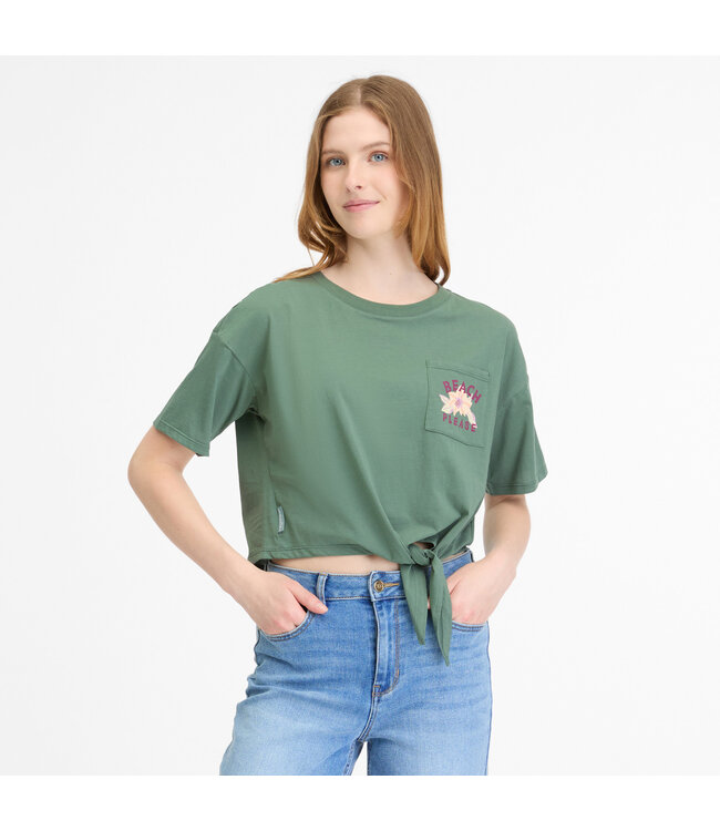 Austina Cropped Tie-Up Tee - Baltic