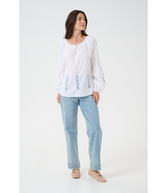 Cream CRSara Blouse - Snow White / Blue Yellow