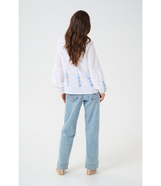 Cream CRSara Blouse - Snow White / Blue Yellow