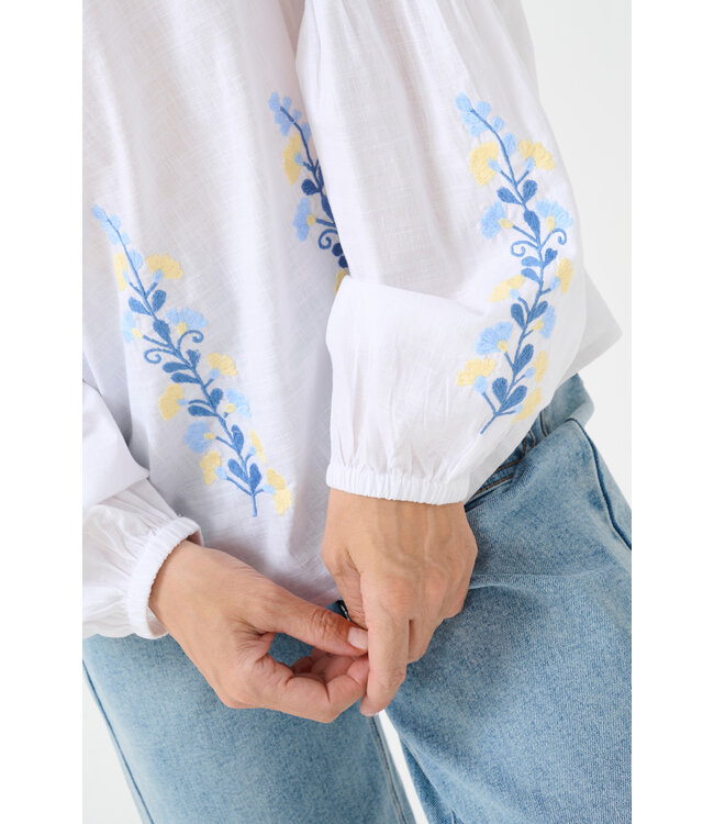 Cream CRSara Blouse - Snow White / Blue Yellow