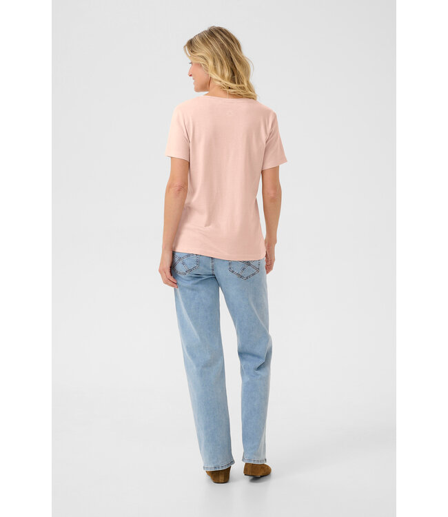 Cream Naia V-neck T-Shirt - Sepia Rose