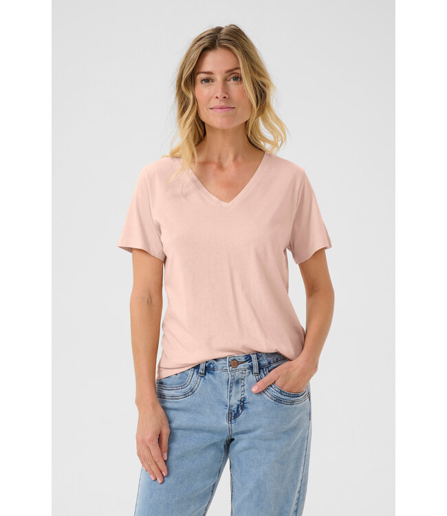 Cream Naia V-neck T-Shirt - Sepia Rose