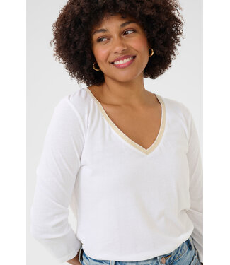 CRNaia Glitter V-Neck 3/4 Tee - Snow White