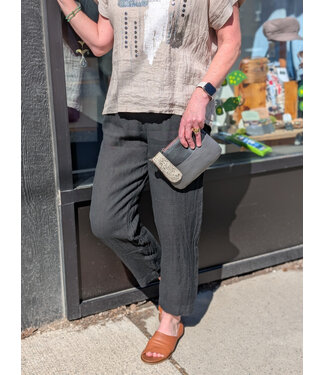 Linen Barrel Pants  - Black