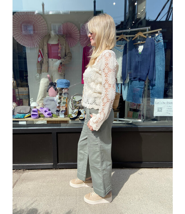 Wit & Wisdom Luxe Touch Skyrise "Ab"solution Wide Leg Utility - Khaki