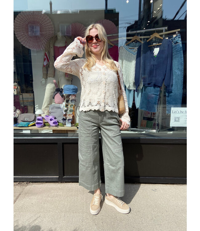 Wit & Wisdom Luxe Touch Skyrise "Ab"solution Wide Leg Utility - Khaki