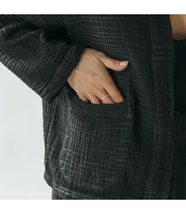 Pokoloko Crinkle Short Jacket - Black