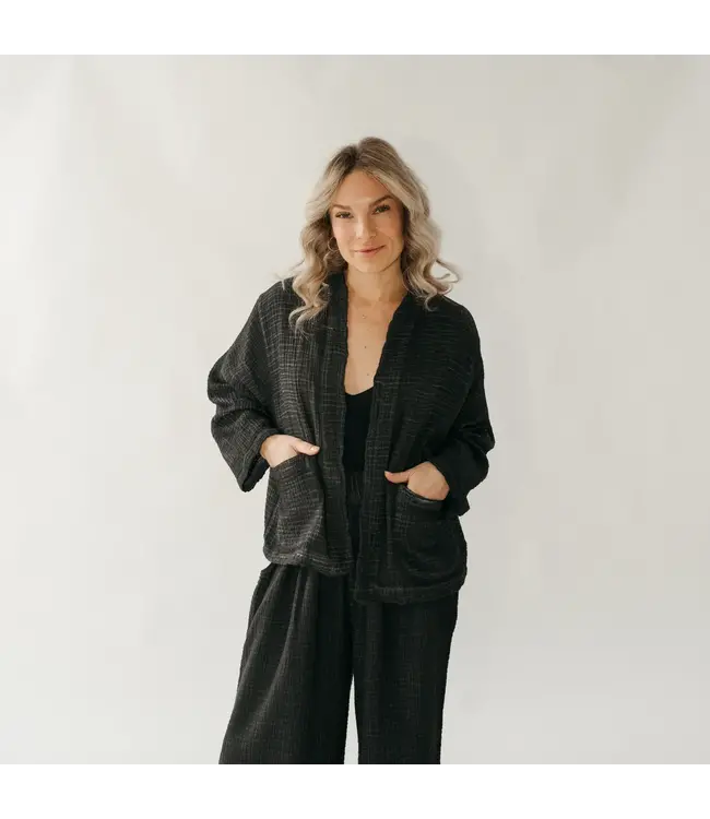 Pokoloko Crinkle Short Jacket - Black