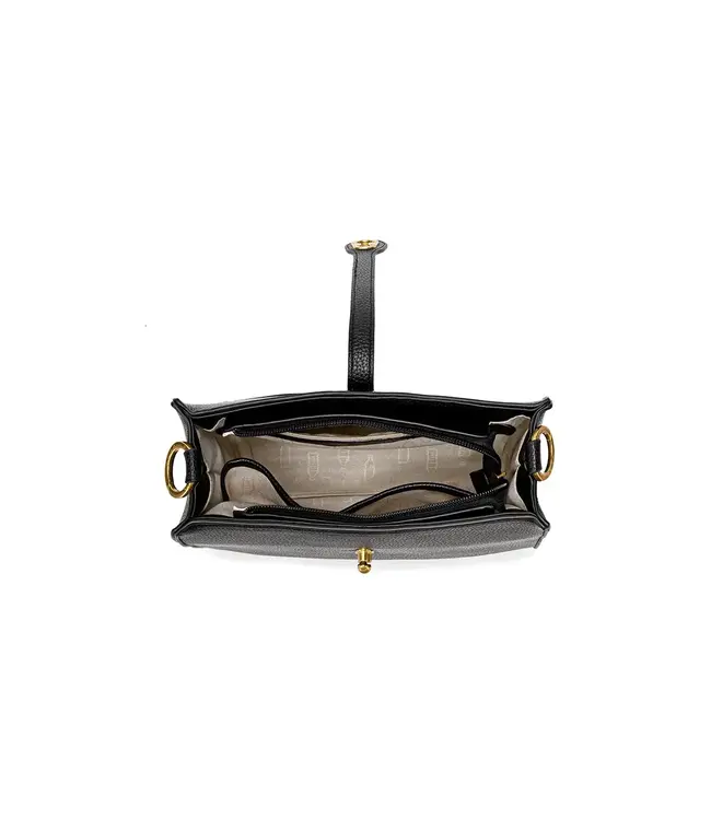 Pixie Mood Lock Shoulder Bag - Black Pebbled