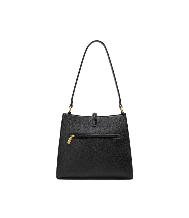Pixie Mood Lock Shoulder Bag - Black Pebbled