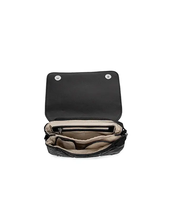 Pixie Mood Lock Shoulder Bag - Black Pebbled