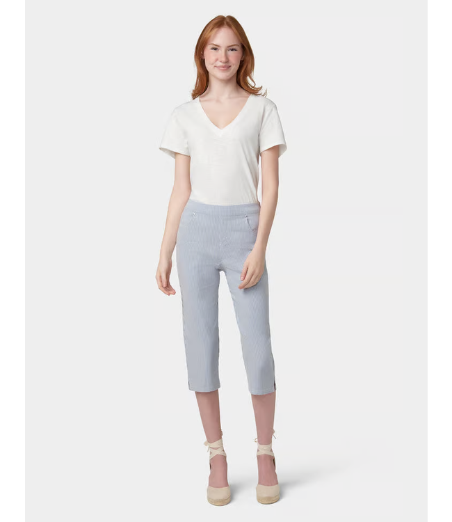 Hue Vertical Stripe Pedal Pusher Pants - Blue