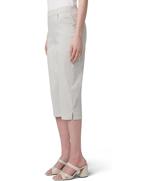 Hue Vertical Stripe Pedal Pusher Pants - Taupe