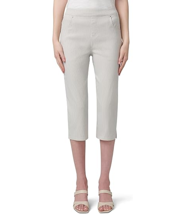 Hue Vertical Stripe Pedal Pusher Pants - Taupe